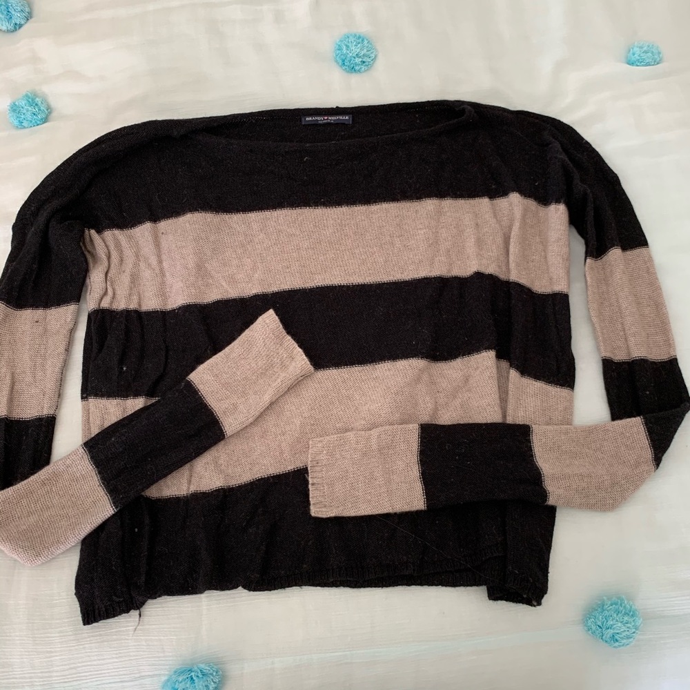 Brandy Melville Black and Tan Sweater